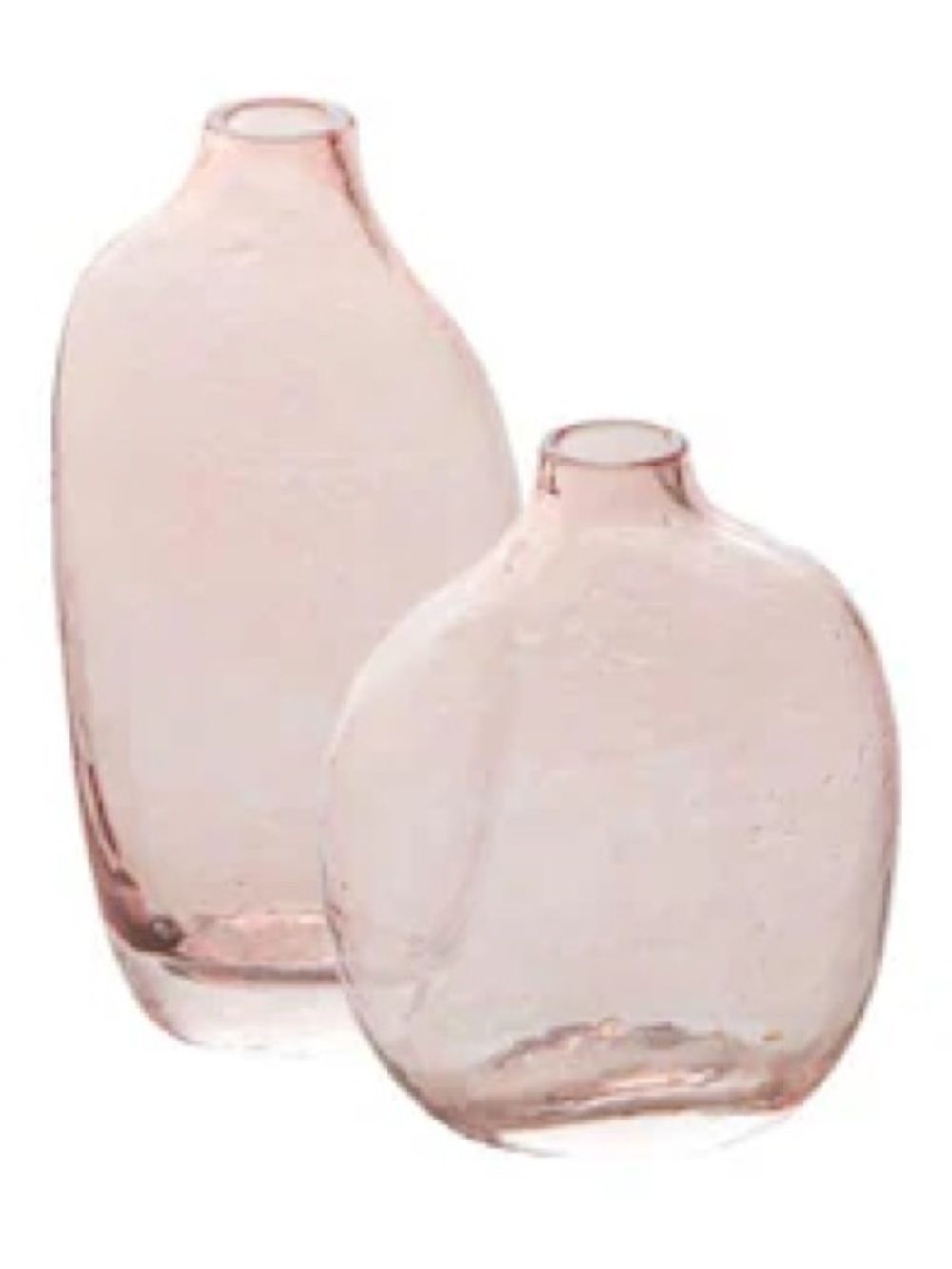 Set Of 2 Pink Blown Glass Bud Vases Optic Textured Rose Color Pair